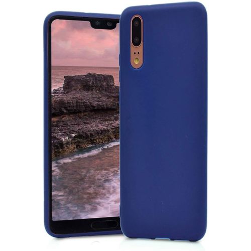 Coque Pour Huawei P20 Étui Avancé Silicone Tpu Souple Housse Full Protection Soft Case Ultra Mince Doux Gel Skin Lightweight Fin & Léger Cover Bleu Foncé