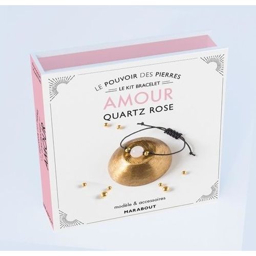 Le Pouvoir Des Pierres Amour - Modèle & Accessoires - Avec 1 Perle Ronde En Quartz Rose Naturel, 2 Petites Perles Dorées, 70 Cm De Coton Ciré Et Un Livre D'explication