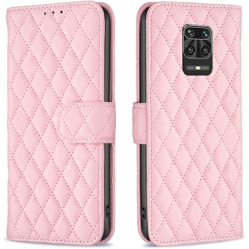 Coque Pour Xiaomi Redmi Note 9s / Note 9 Pro, Resistante Housse Étui À Rabat En Cuir Pu Et Silicone Cover Avec Porte Carte Magnétique Portefeuille Flip Case Antichoc Pour Femmes, Rose