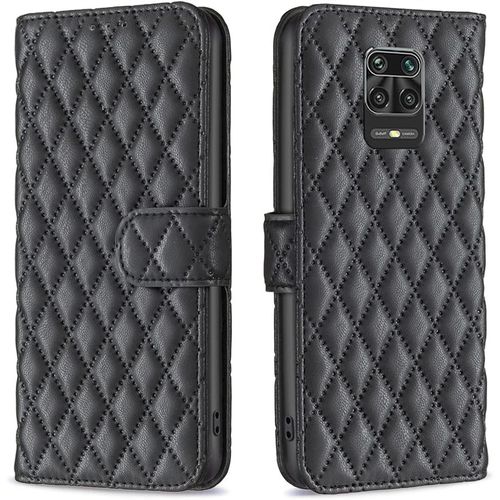 Coque Pour Xiaomi Redmi Note 9s / Note 9 Pro, Resistante Housse Étui À Rabat En Cuir Pu Et Silicone Cover Avec Porte Carte Magnétique Portefeuille Flip Case Antichoc Pour Femmes, Noir