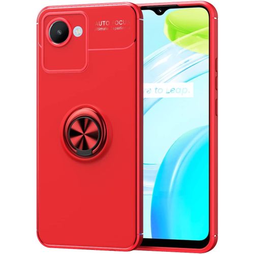 Étui Pour Realme C30 Coque, Tpu Souple, Svelte, Support D'anneau Rotatif À 360 Degrés, Coque Pour Téléphone Realme C30. Rouge