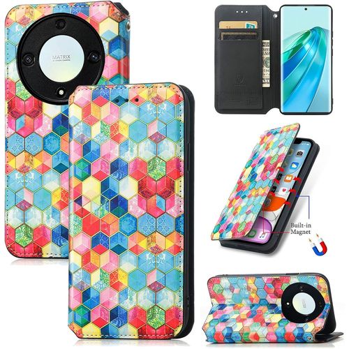 Portefeuille Pour Honor X9a/Honor X40 Couleurs Pochette Portefeuille Aimant Pu Cuir Flip Housse Étui Rabat Cover Case Wallet Coloré Peint Toucher Téléphone Étui Housse,Cas De L'espace Magique