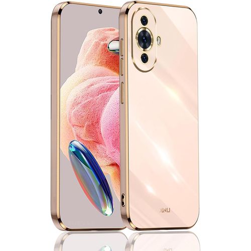 Coque Pour Huawei Nova 11 Avec Bordure Dorée, Design Motif Chic Glitter Étui En Tpu Antichoc Housse En Silicone Souple Flexible, Rose
