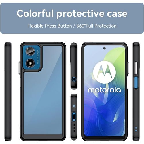 Funda Transparente Para Motorola Moto G24/Moto G04s/G04 Carcasa Silicona Antigolpes Y Anti-Amarillo Con Cojín Esquina Parachoques, Antiarañazos Pc Duro Respaldo, Negro
