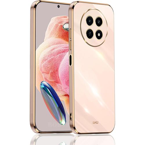 Coque Pour Huawei Nova 12i 4g Avec Bordure Dorée, Design Motif Chic Glitter Étui En Tpu Antichoc Housse En Silicone Souple Flexible, Rose