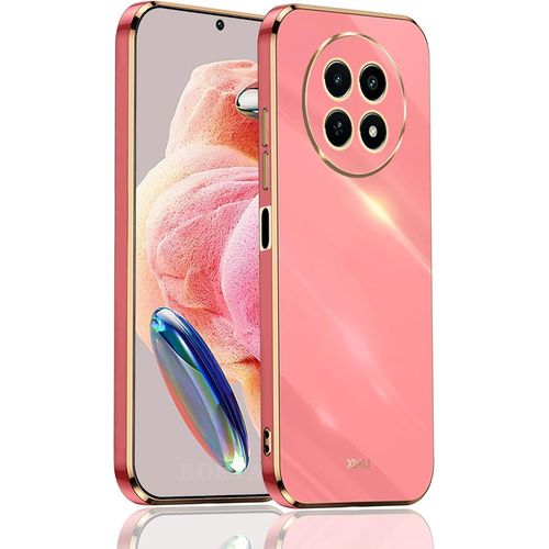 Coque Pour Huawei Nova 12i 4g Avec Bordure Dorée, Design Motif Chic Glitter Étui En Tpu Antichoc Housse En Silicone Souple Flexible, Rouge