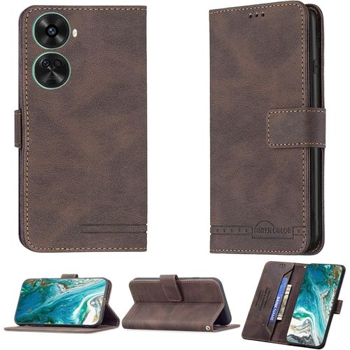 Coque Pour Huawei Nova 12 Se Coque Étui Housse Case Support Avec Trempé 9h Protection D'écran Bf09 Brown