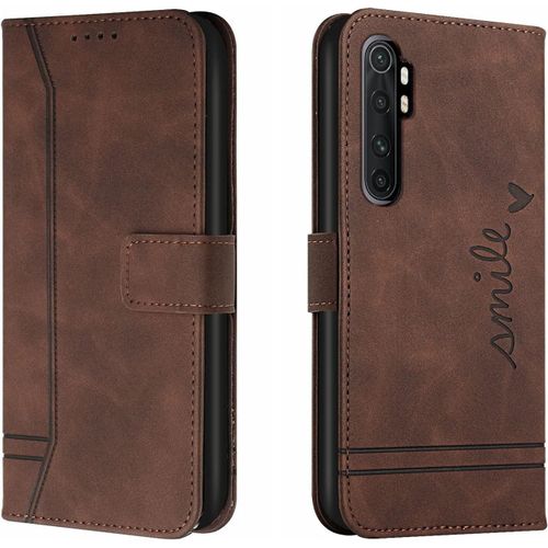 Coque Pour Xiaomi Mi Note 10 Lite 5g, Etui Cuir Avec Magnetique, Flip Pochette Housse Pour Xiaomi Mi Note 10 Lite 5g Protection, Marron