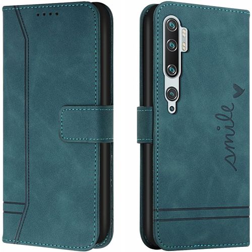 Coque Pour Xiaomi Mi Note 10 / Xiaomi Mi Note 10pro / Xiaomi Cc9 Pro, Etui Cuir Avec Magnetique, Flip Pochette Housse Pour Xiaomi Mi Note 10 Protection, Vert