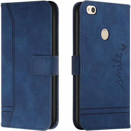 Coque Pour Huawei P8 Lite 2017 / P9 Lite 2017, Etui Cuir Avec Magnetique, Flip Pochette Housse Pour Huawei Nova Lite / Gr3 / Honor 8 Lite Protection, Bleu