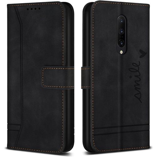 Coque Pour Oneplus 7t Pro/Oneplus 7 Pro, Etui Cuir Avec Magnetique, Flip Pochette Housse Pour Oneplus 7t Pro/Oneplus 7 Pro, Noir
