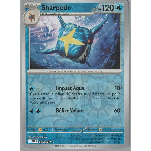 Carte Pokémon - Sharpedo - 047/197 - Reverse - Ev3 Flammes Obsidiennes