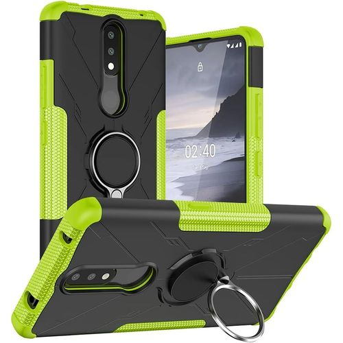 Coque Pour Nokia 2.4 Avec Anneau Rigide Hard Case Pc+Silicone Tpu Souple Housse Tout Inclus Antichoc Case Cover Pour Nokia 2.4vert