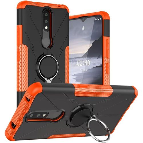 Coque Pour Nokia 2.4 Avec Anneau Rigide Hard Case Pc+Silicone Tpu Souple Housse Tout Inclus Antichoc Case Cover Pour Nokia 2.4orange