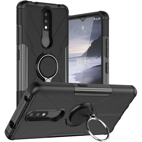 Coque Pour Nokia 2.4 Avec Anneau Rigide Hard Case Pc+Silicone Tpu Souple Housse Tout Inclus Antichoc Case Cover Pour Nokia 2.4noir
