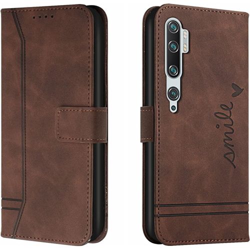 Coque Pour Xiaomi Mi Note 10 / Xiaomi Mi Note 10pro / Xiaomi Cc9 Pro, Etui Cuir Avec Magnetique, Flip Pochette Housse Pour Xiaomi Mi Note 10 Protection, Marron