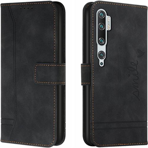 Coque Pour Xiaomi Mi Note 10 / Xiaomi Mi Note 10pro / Xiaomi Cc9 Pro, Etui Cuir Avec Magnetique, Flip Pochette Housse Pour Xiaomi Mi Note 10 Protection, Noir