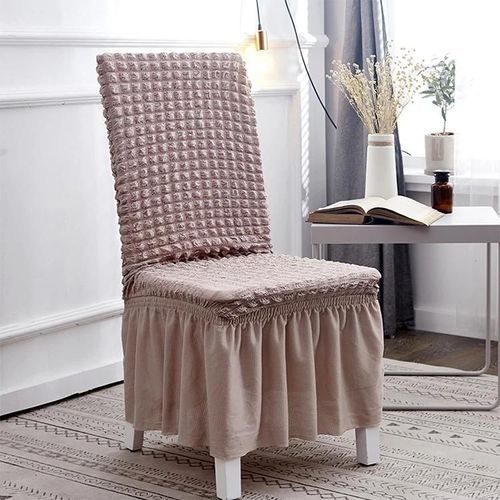 Jupe Bulle Housse De Chaise-Housse De Tabouret Universelle Élastique,Grille Rose Design Rose