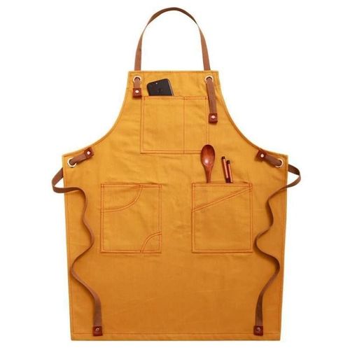 Tablier En Jean Pour Enfants-Motif Floral,57cm Jaune,Idéal Pour Les Baristas Jaune