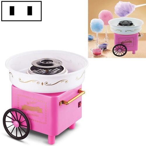 Mini machine à barbe à papa-Chariot rétro,220V,Rose-Rose