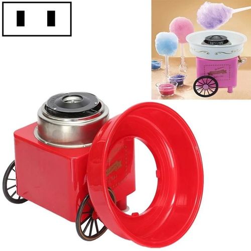 Mini machine à barbe à papa-Chariot rétro,220V rose et rouge-rouge