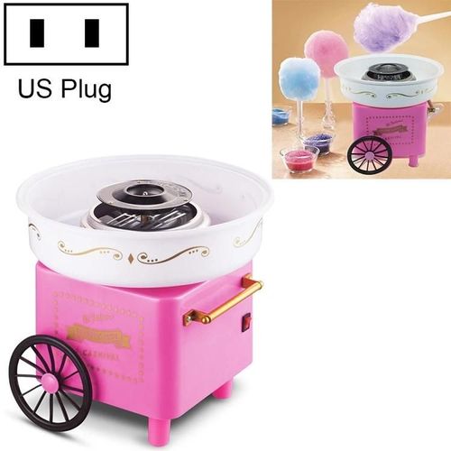 Mini machine à barbe à papa-Chariot rétro,110V,Rose-Rose