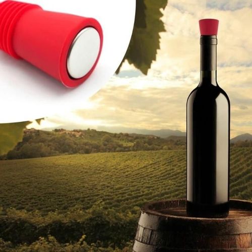 Bouchon à vin en silicone-qualité alimentaire,design créatif,couleur rouge