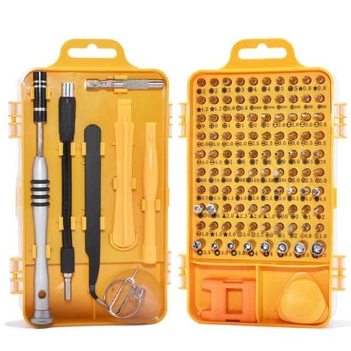 Ensemble D'outils De Réparation De Téléphone Portable 110 En 1-Acier Au Chrome Vanadium,Jaune