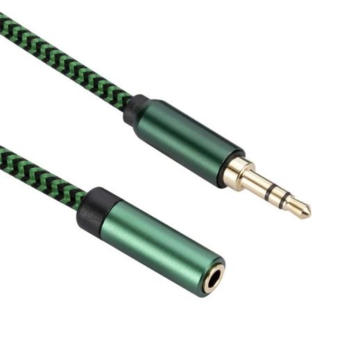 AUX 3.5mm Mâle vers 3.5mm Femelle Câble Audio Câble 0.5m Vert