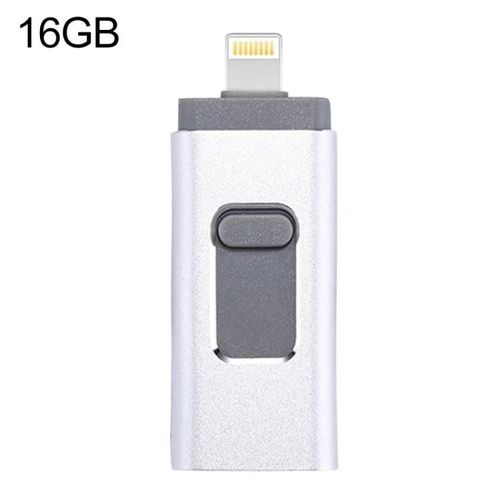 Clé USB 16GB-3 en 1 USB 2.0,8 broches et Micro USB-Argent Argent