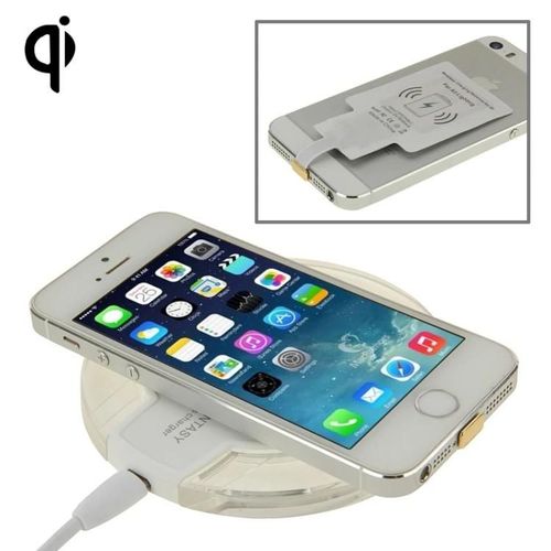 Chargeur Sans Fil-Récepteur 8 Broches Pour Iphone 6/6 Plus/5s/5c/5-Blanc Blanc