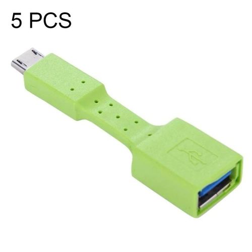 Adaptateur micro USB OTG-Paquet de 5,mâle vers USB 3.0 femelle,vert vert
