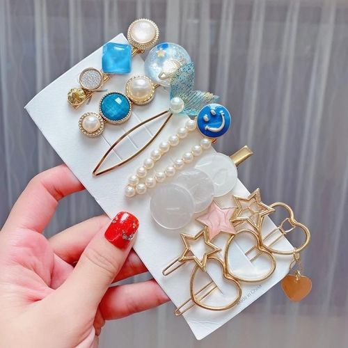 Sirène Épingle À Cheveux Set-7pcs Clips En Alliage Coloré Avec Perle Et Strass 