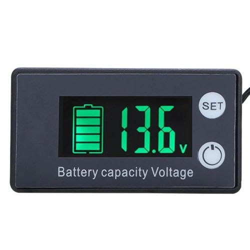 Voltmètre CC-Affichage numérique à deux lignes pour batteries au plomb et au lithium,vert