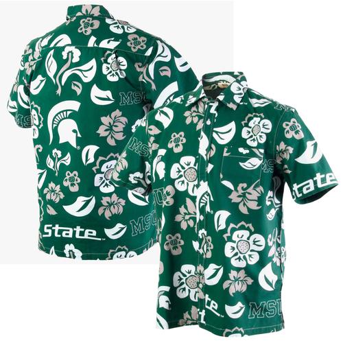 Chemise Boutonnée À Fleurs Wes & Willy Green Michigan State Spartans Pour Hommes