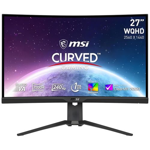 MSI MAG 275CQRXF - Écran LED - jeux - incurvé - 27" - 2560 x 1440 WQHD @ 240 Hz - Rapid VA - 400 cd/m² - 2500:1 - DisplayHDR 400 - 1 ms - 2xHDMI, DisplayPort - noir