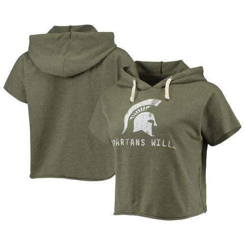 Sweat À Capuche Court À Manches Courtes Pour Femmes, Marque Rétro Originale, Olive Michigan State Spartans