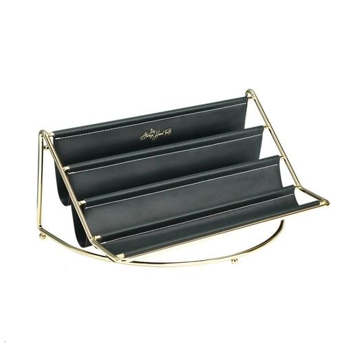 Support De Bureau En Fer Forgé Multicouche-Plateau De Rangement En Cuir Vert Foncé Pour Clés,Tablettes Et Montres