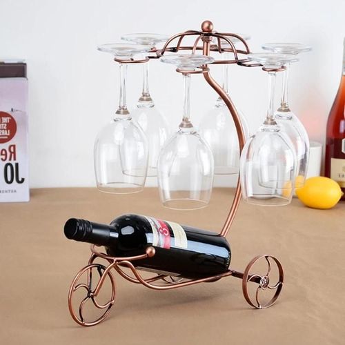 Casier À Vin-Armoire En Fer Forgé Avec 6 Porte-Verres,Design Créatif