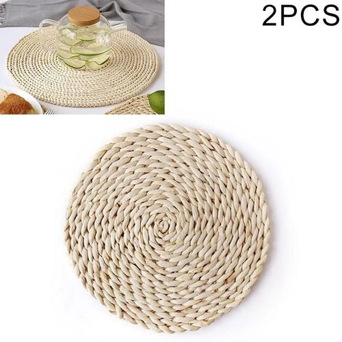 Sets De Thé Isolés Antidérapants-2 Sets De Table Ovales Tissés En Maïs Naturel 30x45.5cm