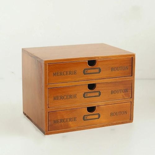 Bureau D'armoire De Rangement Rétro En Bois-3 Tiroirs,Style Vintage,