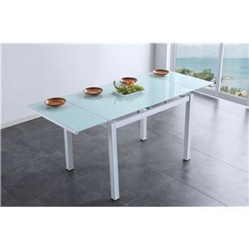 Table À Manger Extensible Rectangulaire Coloris Blanc - Longueur 110 - 170 X Profondeur 70 X Hauteur 75 Cm