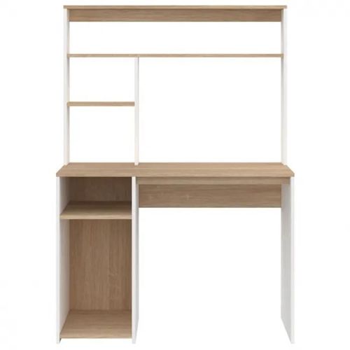 Bureau Avec Étagères De Rangement Dan Blanc Et Façon Hêtre