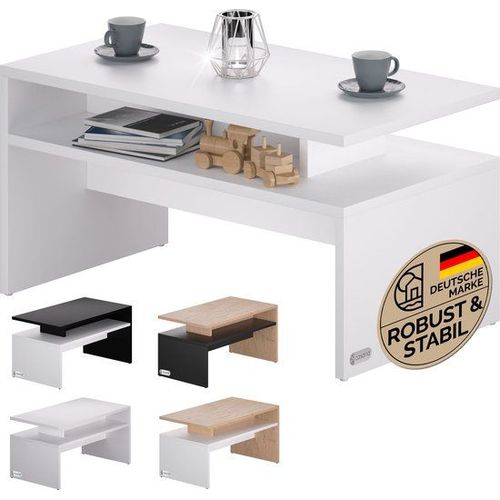 Casaria® Table Basse Rectangulaire Blanche 92x51x48cm Table De Salon 50kg Table Basse Moderne Design Rangement Intérieur