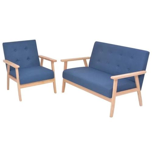 Ensemble De Canapé 2 Pcs Tissu Bleu