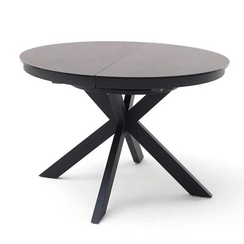Table À Manger, Table De Repas Ronde Extensible Coloris Anthracite, Pieds Métal Laqué Mat