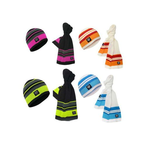 Ensemble Echarpe - Bonnet Freegun, Taille Unique Coloris Noir-Fushia