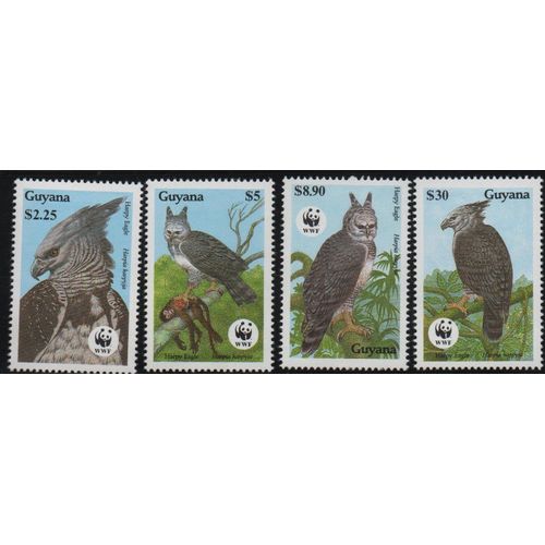 Guyana Timbres Animaux : Les Harpies 1990