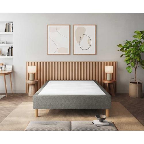 Le Roi Du Matelas - Sommier Cronos Gris - 140x200 Cm - Cadre Bois Massif Recouvert De Tissu - Lattes Bouleau / Hêtre - Soutien Ferme