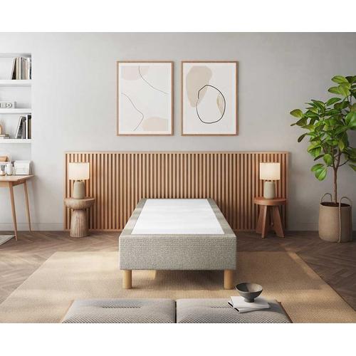 Le Roi Du Matelas - Sommier Cronos Beige - 70x200 Cm - Cadre Bois Massif Recouvert De Tissu - Lattes Bouleau / Hêtre - Soutien Ferme